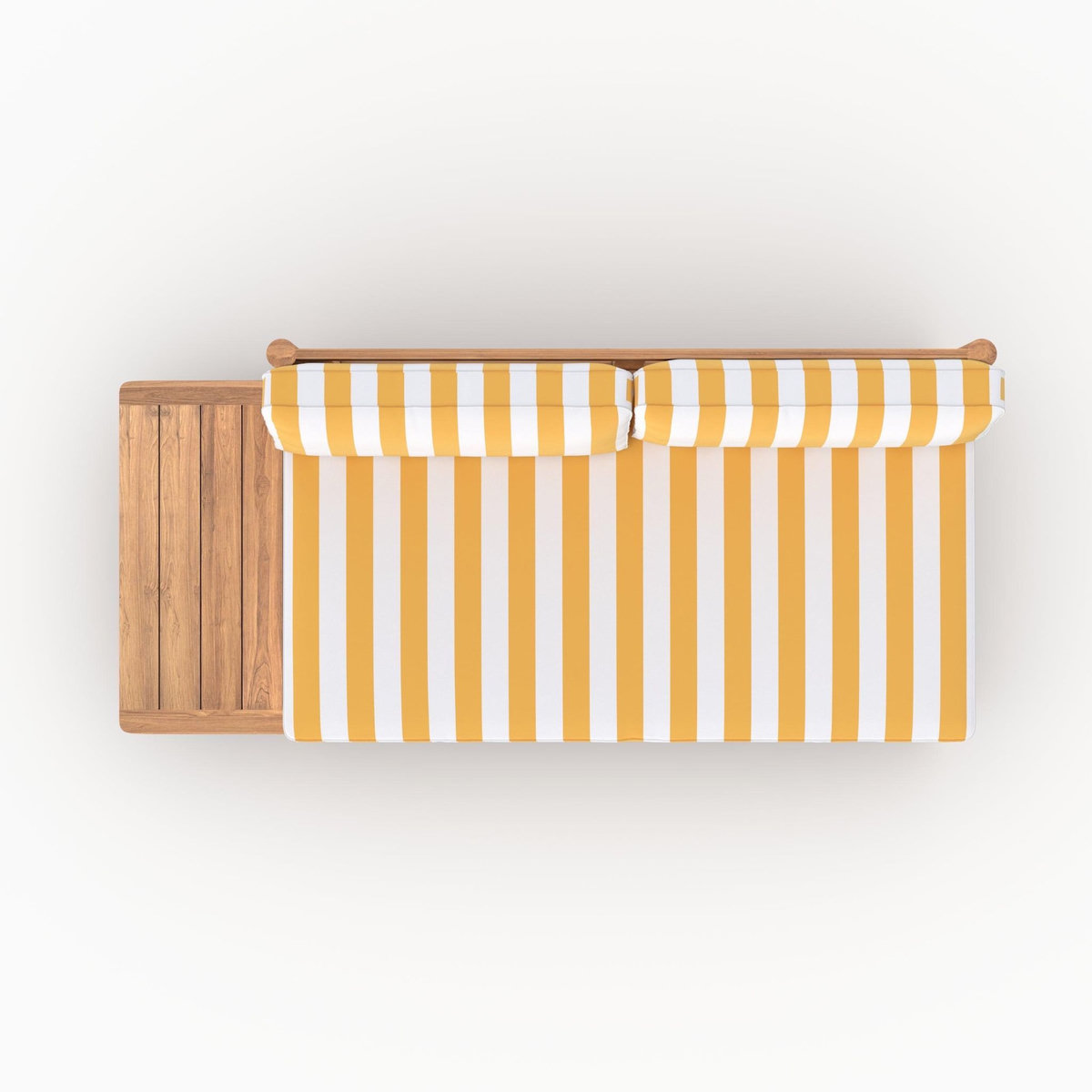 Rendez vous déco Canapé de jardin en teck massif et coussins rayés jaunes 2 places-Nadila