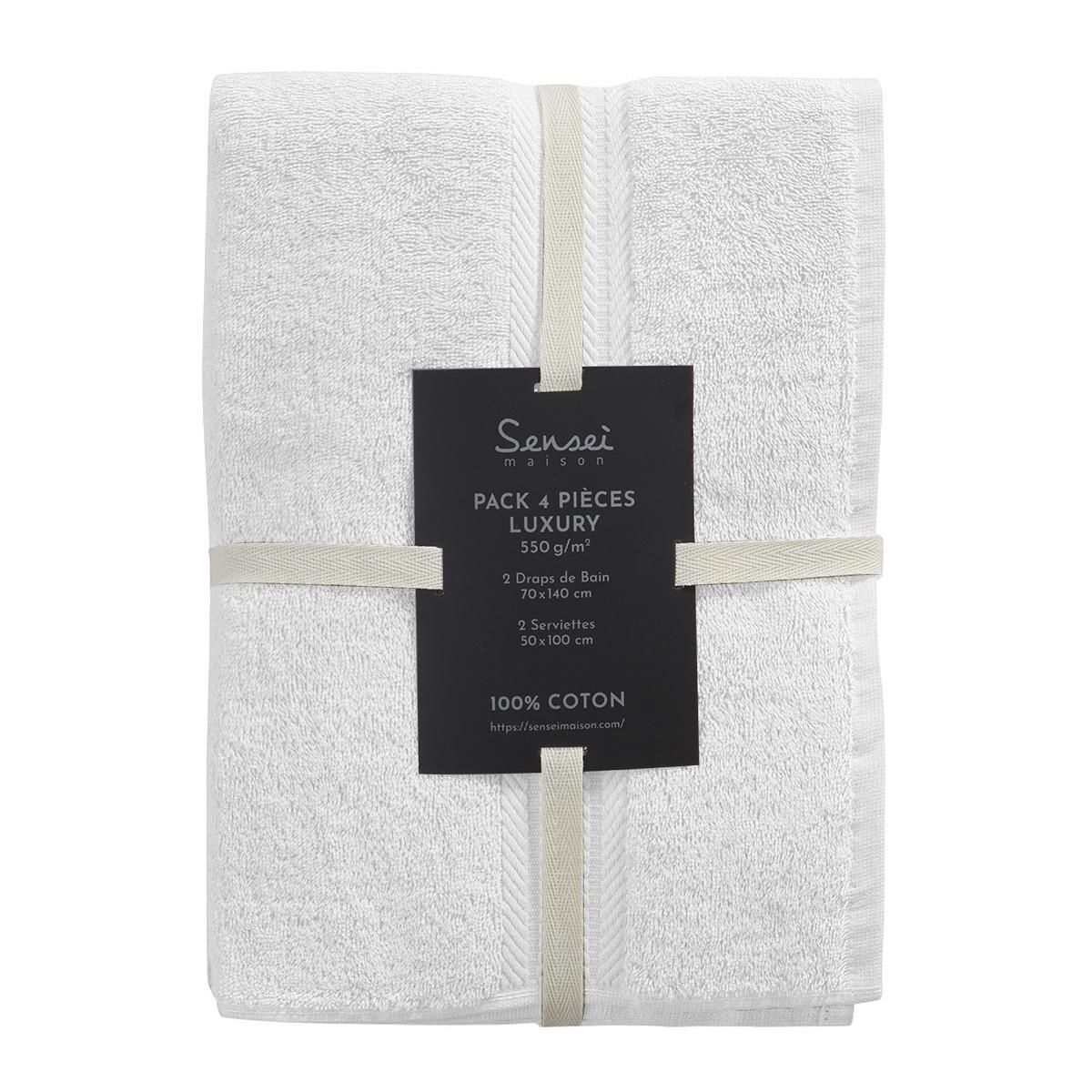 Sensei Maison Ensemble de bain 4 pièces (2 draps de bain + 2 serviettes de toilette) LUXURY