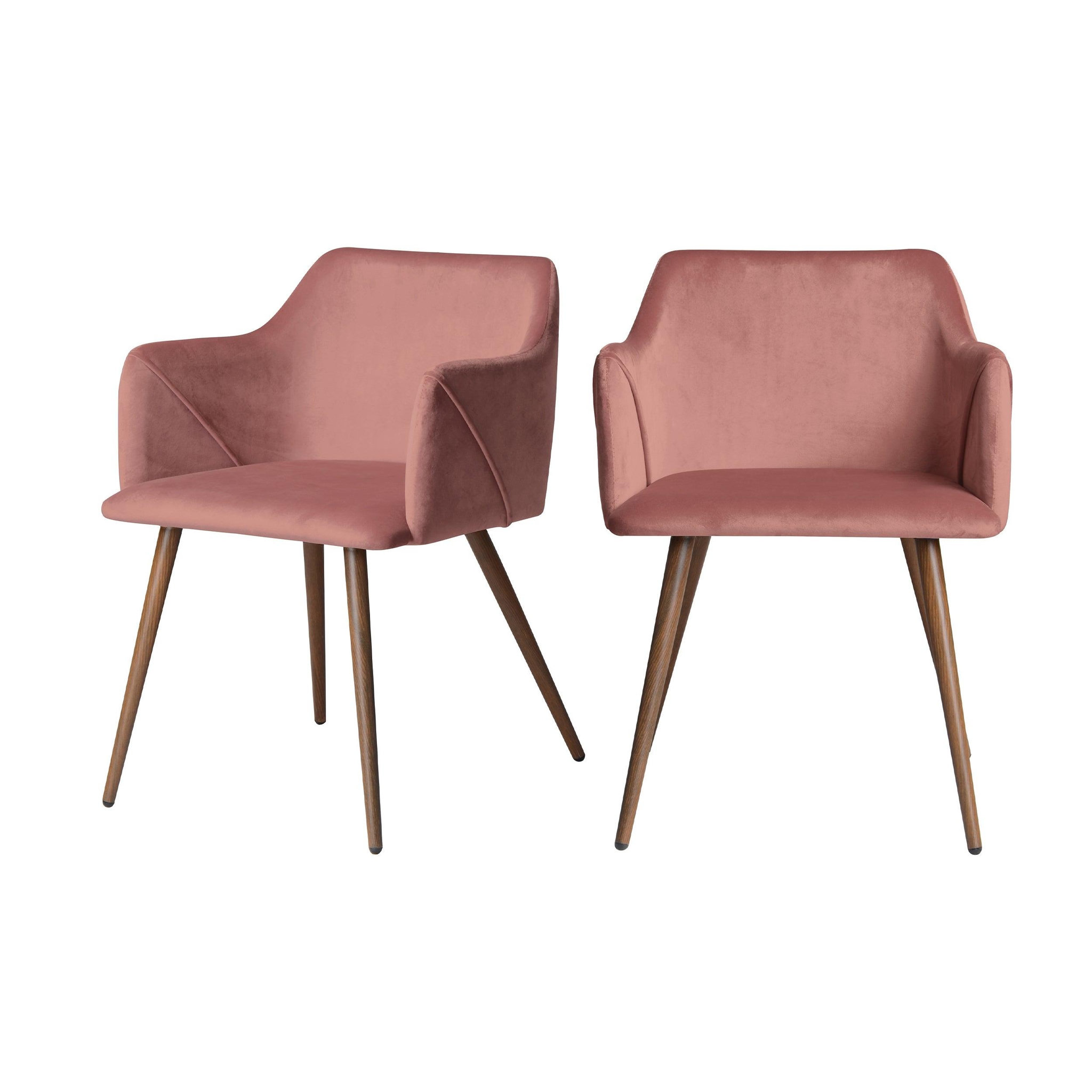 MAISON PAVANE Lot de 2 chaises avec accoudoirs en velours rose-daisy