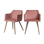 Rendez vous déco Lot de 2 chaises avec accoudoirs en velours rose-Daisy