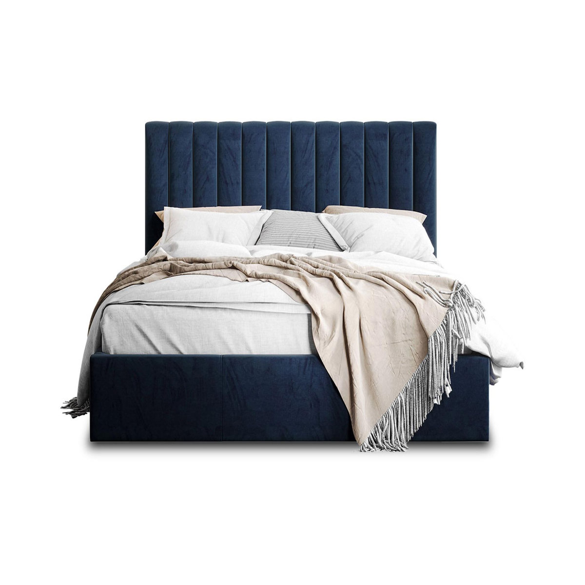 BEST MOBILIER Rosario - lit coffre - 140x200 - sommier inclus - en velours
