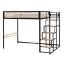 Voir la diapositive 1 : MARKET24 Lit mezzanine LEON - 140x190 cm - Métal noir - Sommier inclus