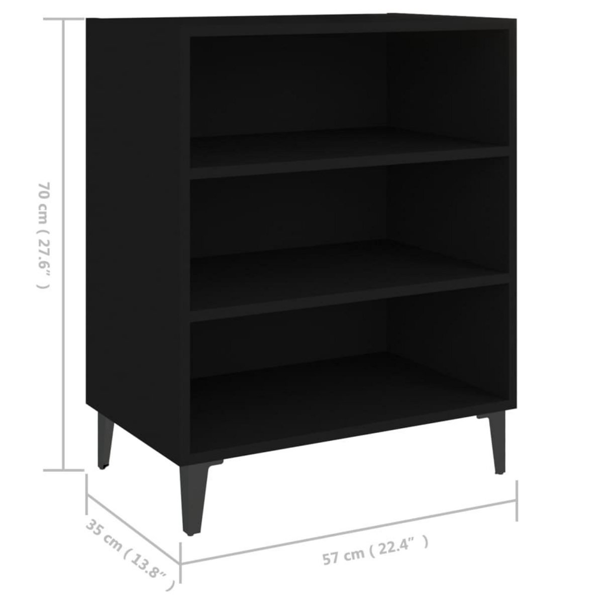 VIDAXL Buffet noir 57x35x70 cm bois d'ingenierie