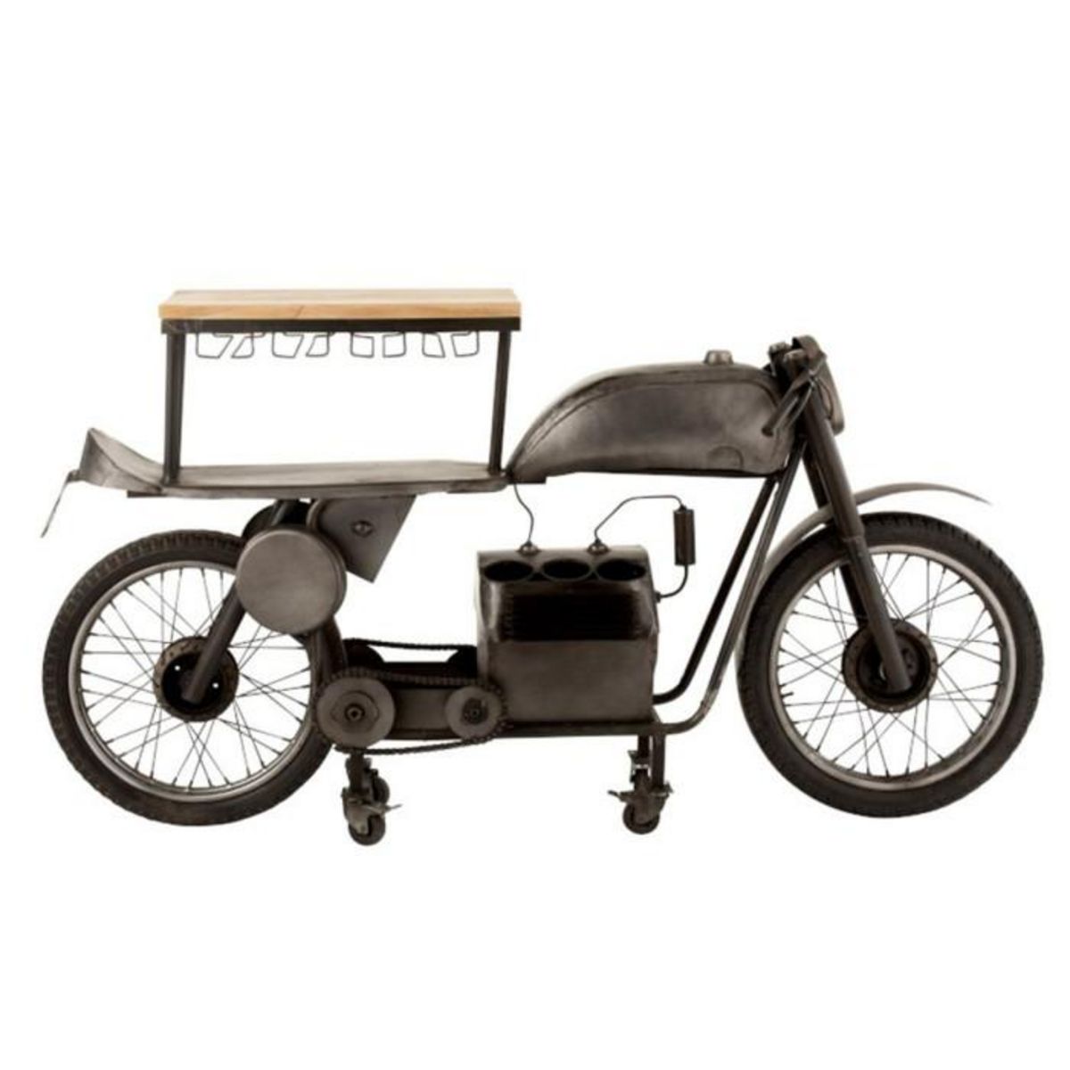 Paris Prix Table de Bar Design  Motocyclette  200cm Gris