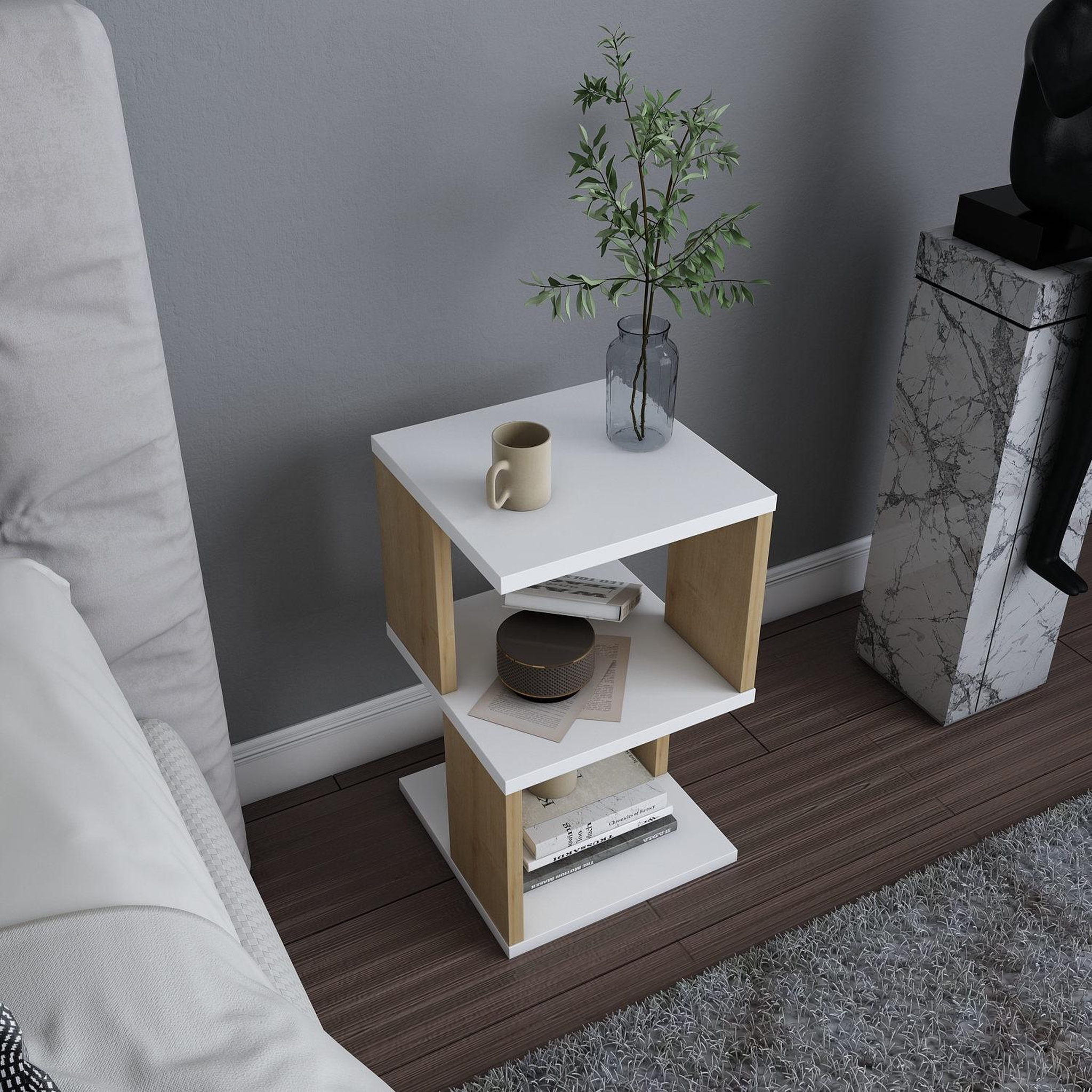 Habitat et Jardin Table de chevet en bois  Carter  - 30 x 30 x 49 cm - Blanc