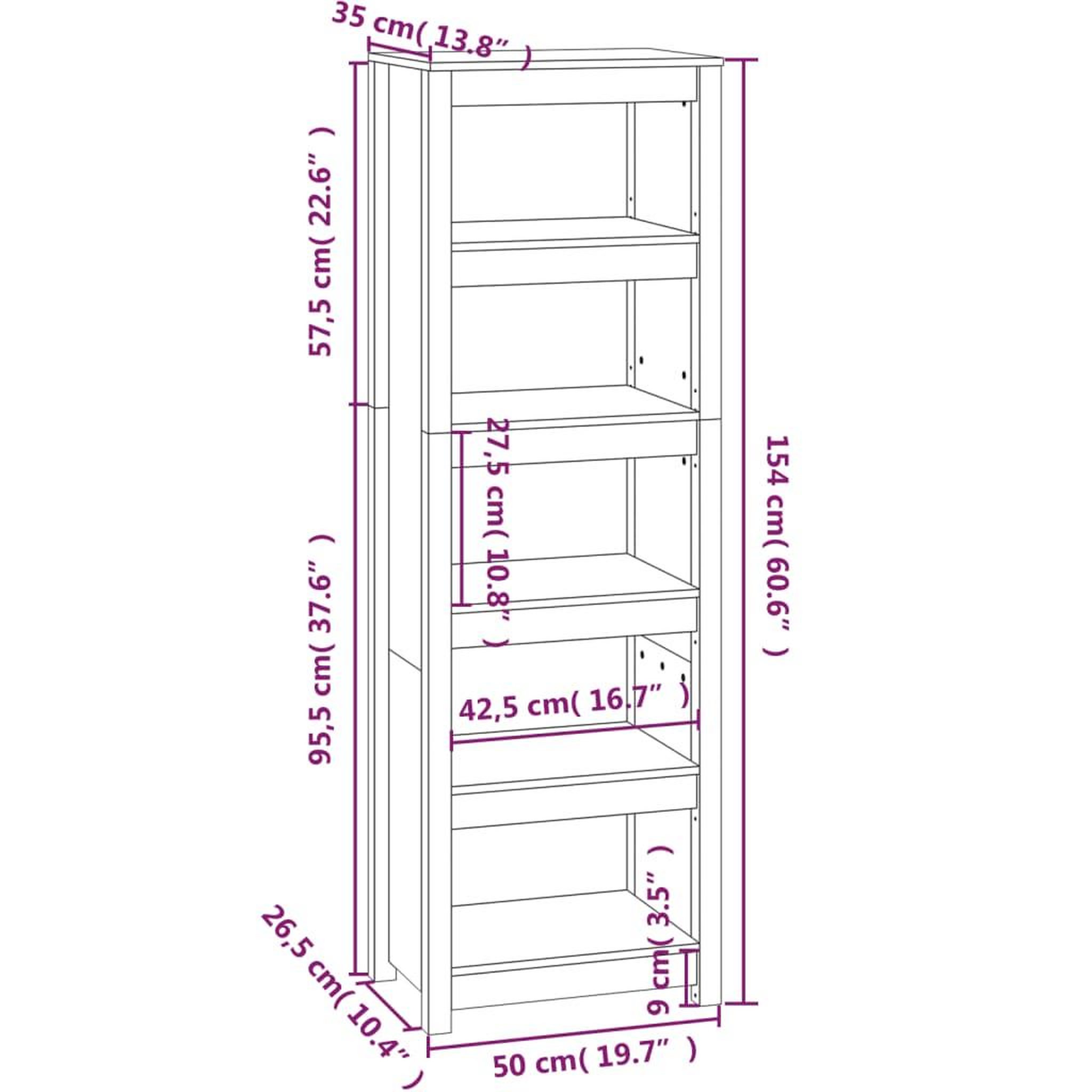 Voir la diapositive 6 : VIDAXL Bibliotheque Blanc 50x35x154 cm Bois de pin massif