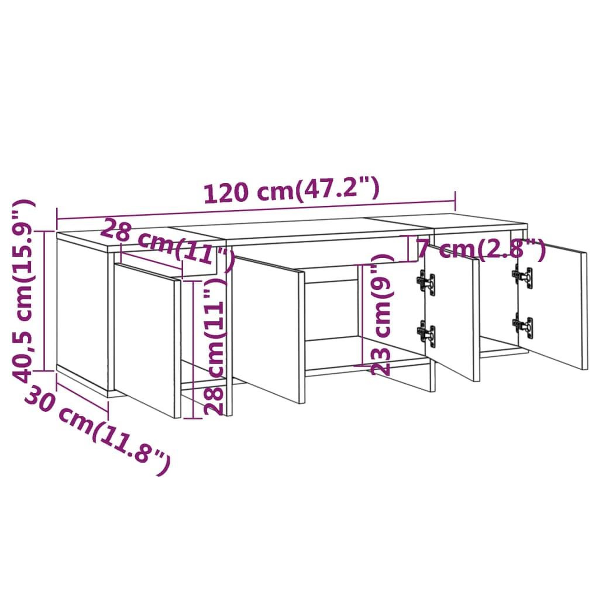 Voir la diapositive 6 : VIDAXL Meuble TV Noir 120x30x40,5 cm Bois d'ingenierie