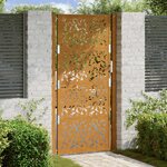 VIDAXL Porte de jardin acier resistant aux intemperies design feuilles