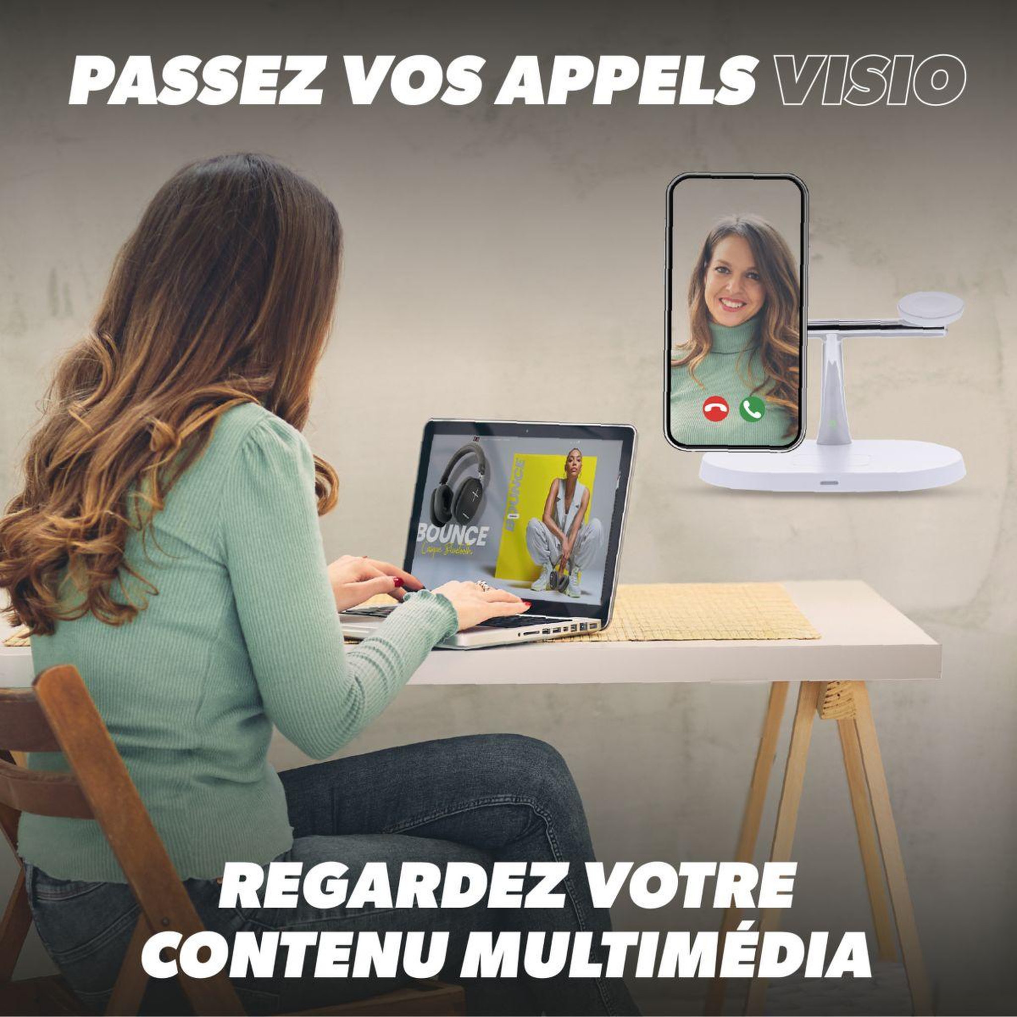 Voir la diapositive 4 : TNB Chargeur station de charge sans fil 3 en 1 blanc
