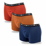 DIM Lot de 3 boxers DIM en coton stretch. Coloris disponibles : Bicolore, Noir, Bleu, Violet, Gris