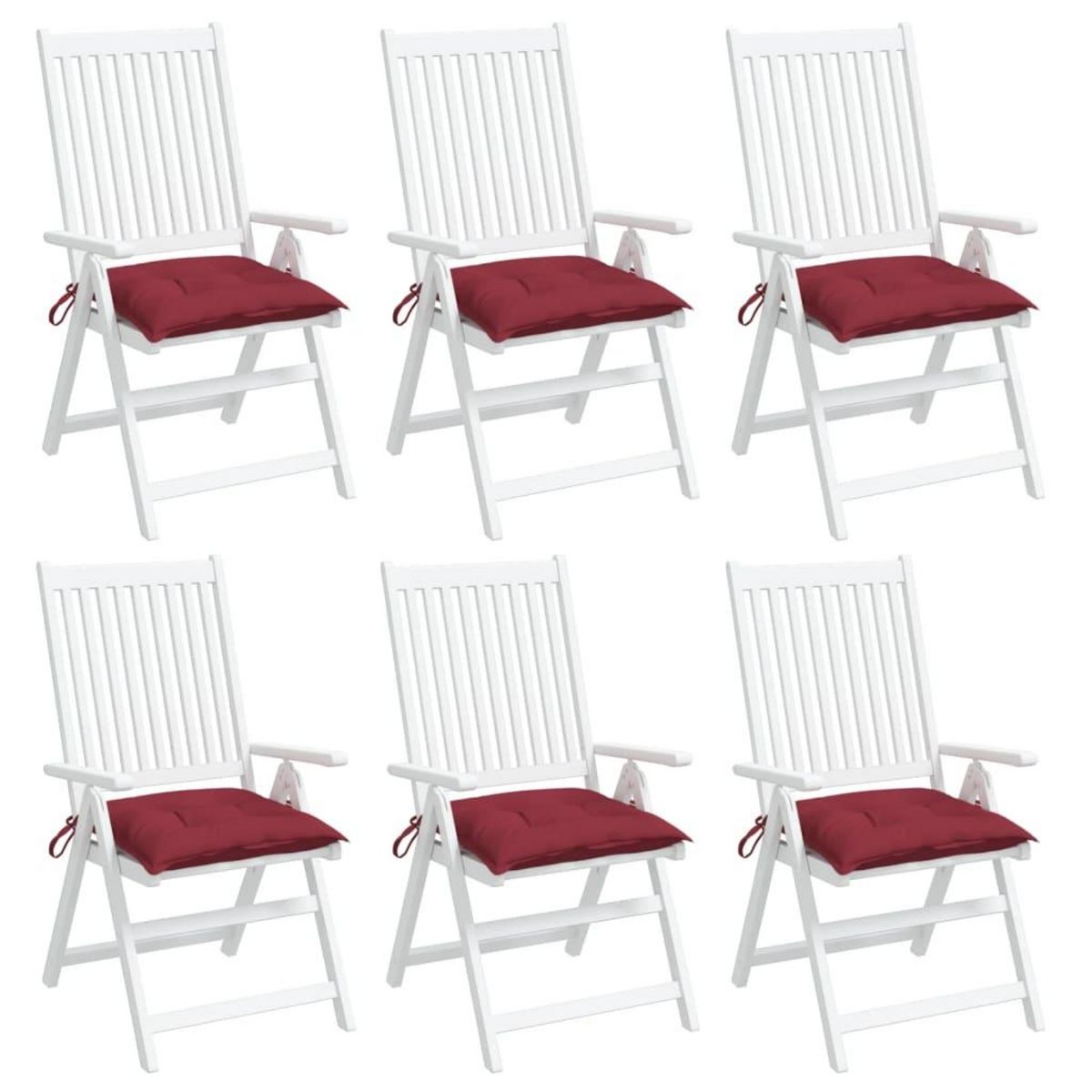 VIDAXL Coussins de chaise lot de 6 bordeaux 40x40x7 cm tissu oxford
