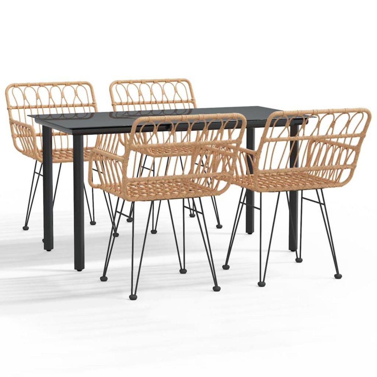 VIDAXL Ensemble a manger de jardin 5pcs Resine tressee