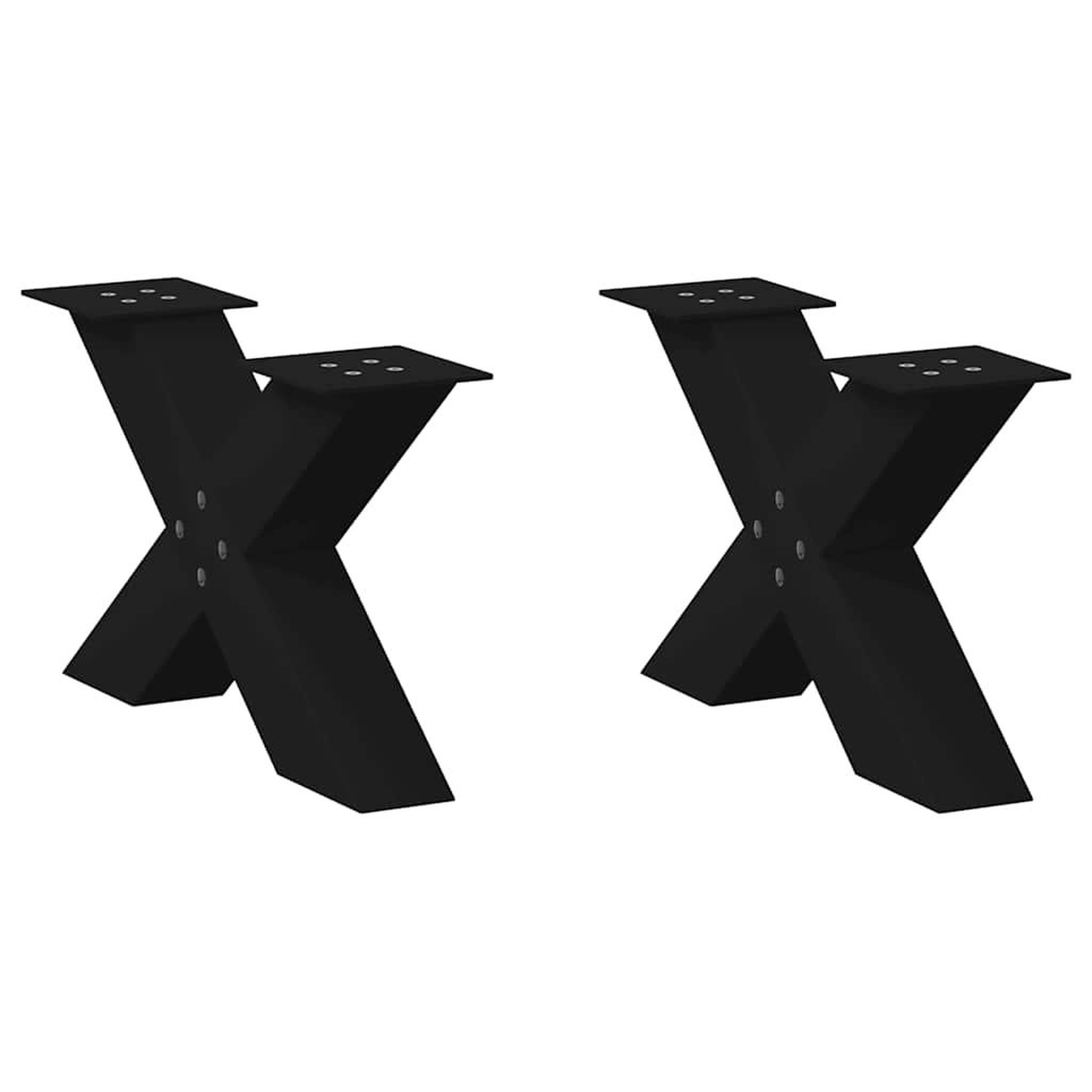 VIDAXL Pieds de table basse forme de X 2 pcs noir 50x(30-31) cm acier