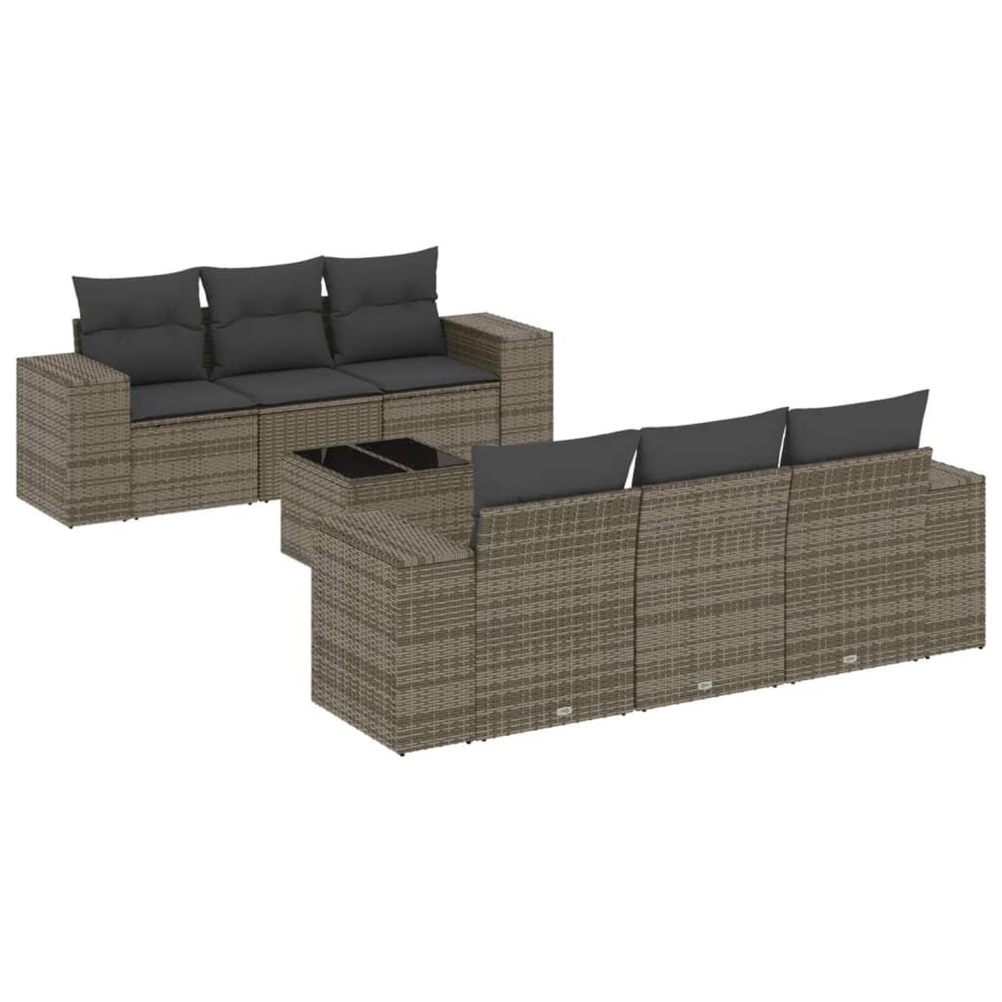Voir la diapositive 2 : VIDAXL Salon de jardin avec coussins 7 pcs gris resine tressee