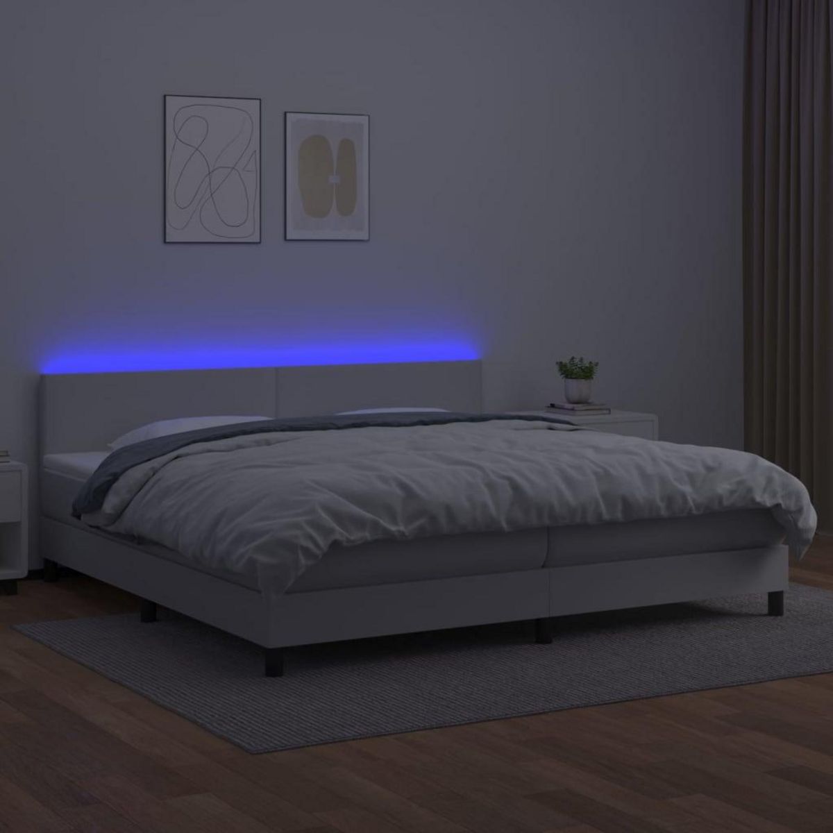 VIDAXL Sommier a lattes de lit avec matelas et LED Blanc 200x200 cm
