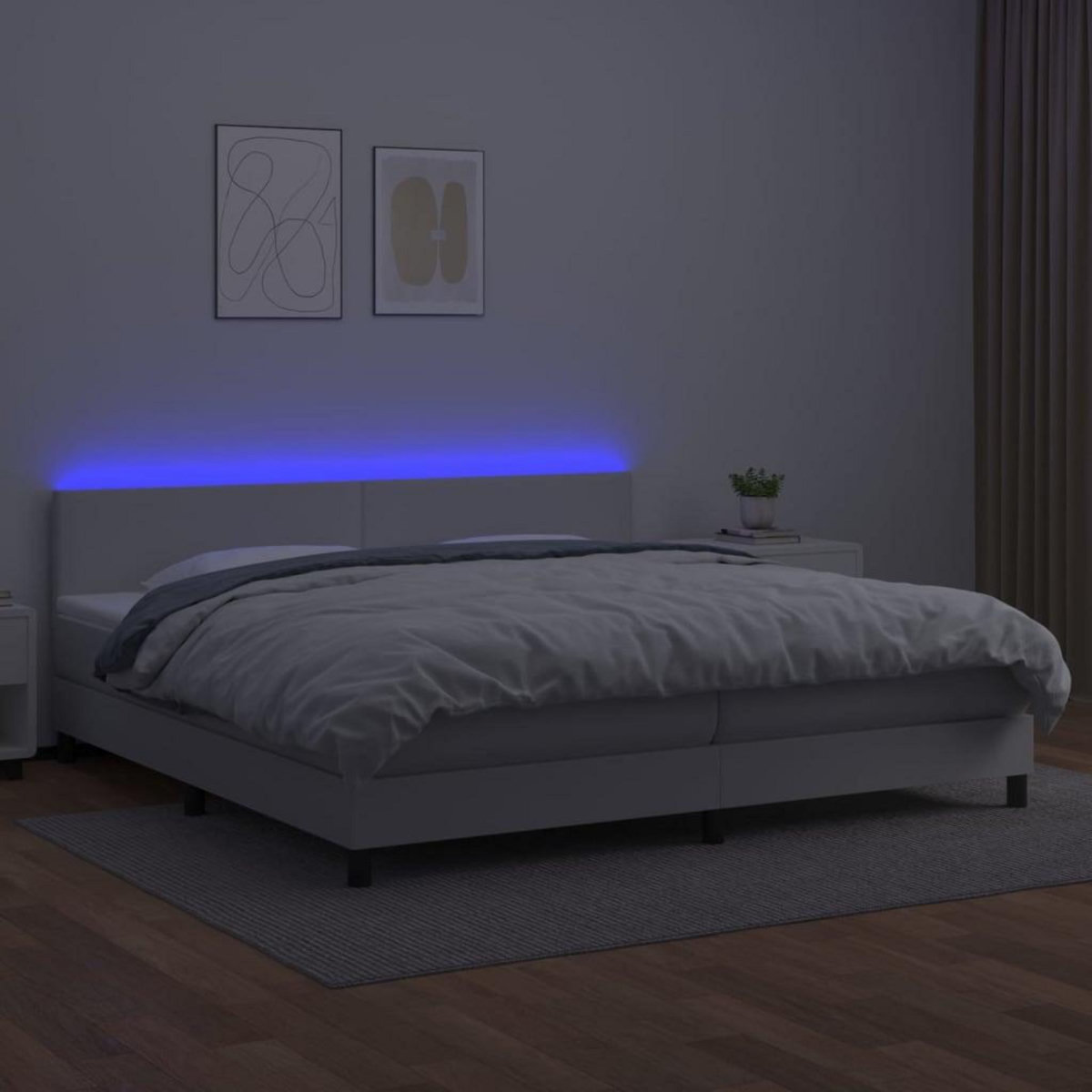 VIDAXL Sommier a lattes de lit avec matelas et LED Blanc 200x200 cm