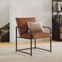 Voir la diapositive 2 : MAISON PAVANE Fauteuil en cuir de buffle marron et métal noir-Armand