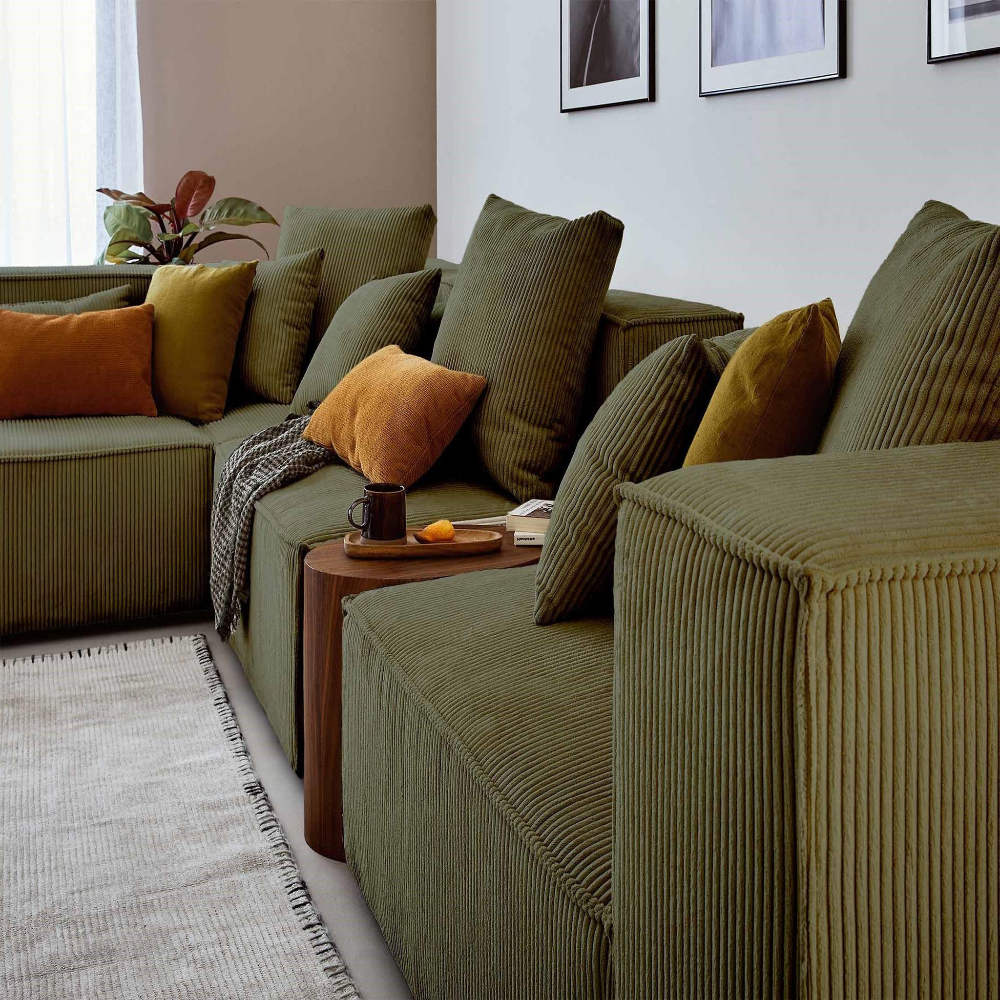Voir la diapositive 5 : BEST MOBILIER Colombine - canapé modulable d'angle gauche - 6 places - en velours côtelé