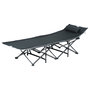 Voir la diapositive 1 : OUTSUNNY Lit de camp lit d'appoint pliable dim. 188L x 64,5l x 53H cm pochette rangement, tétière, sac de transport inclus métal Oxford gris