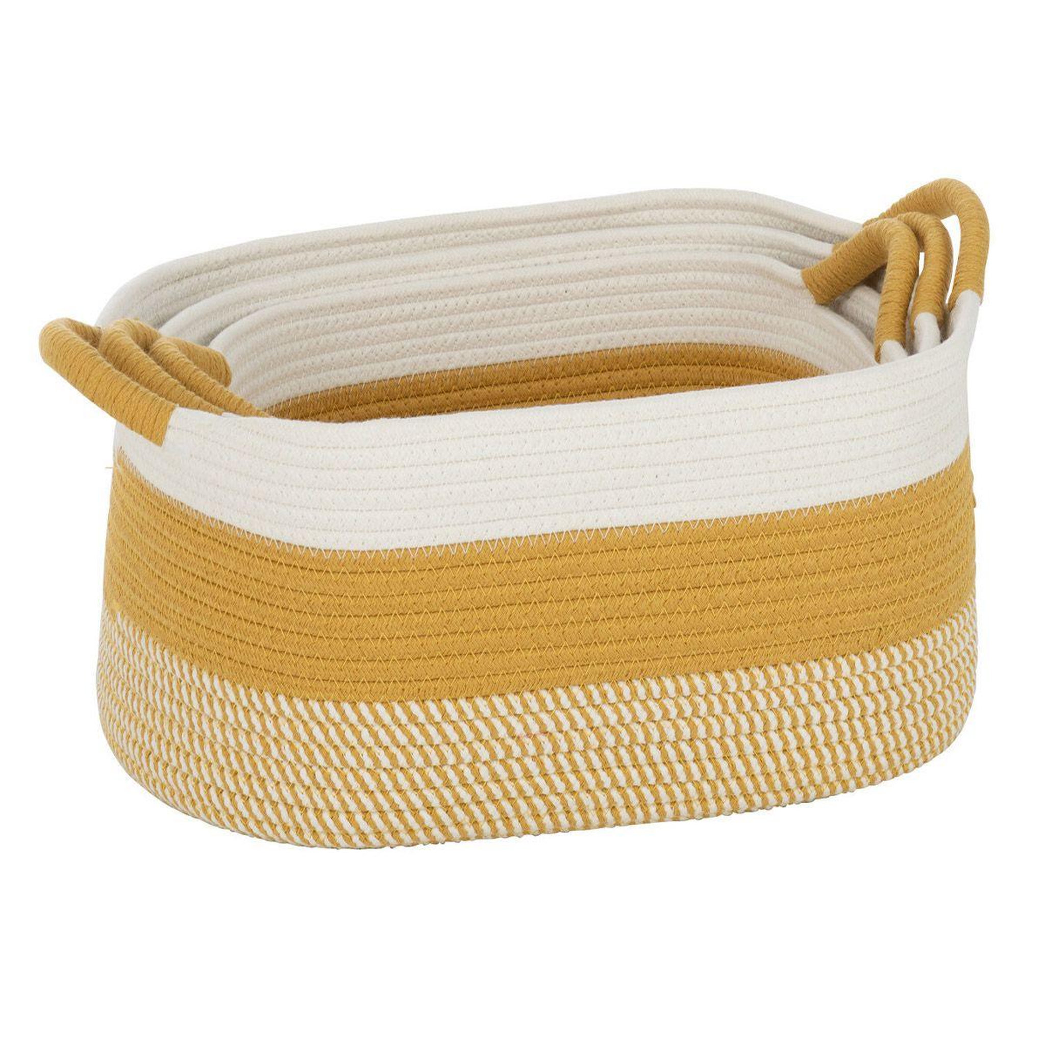 Voir la diapositive 3 : J-LINE Lot de 3 Paniers de Rangement  Sami  42cm Ocre