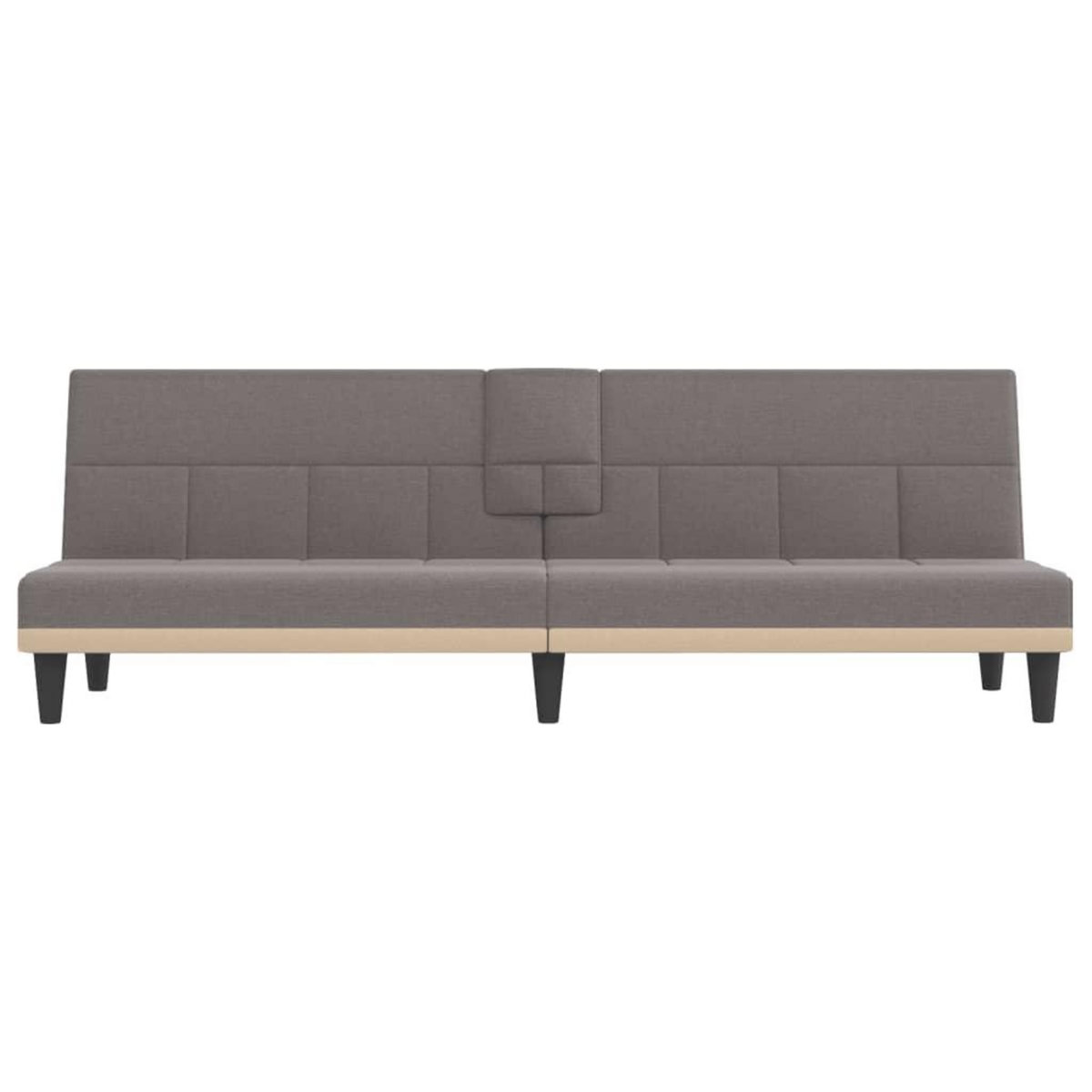 VIDAXL Canape-lit avec porte-gobelets taupe tissu