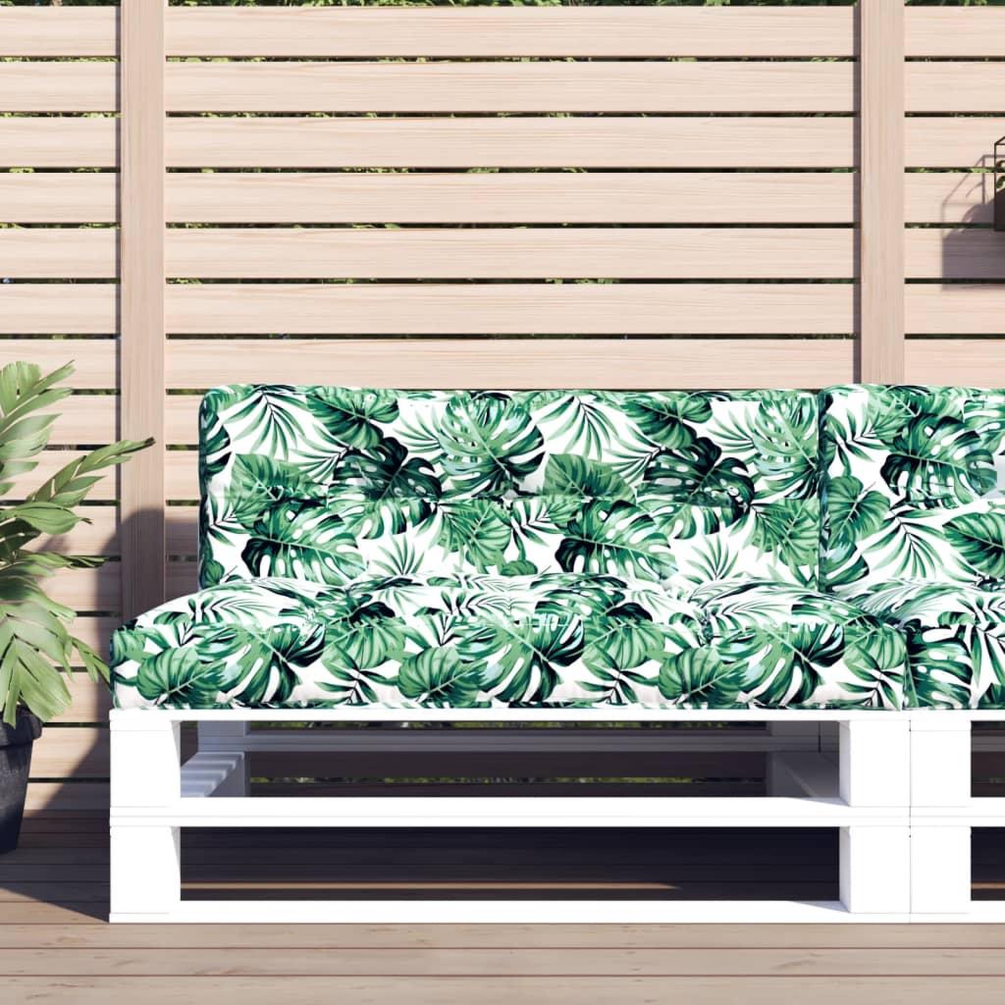 VIDAXL Coussin de palette a motif de feuilles 120x40x12 cm Tissu