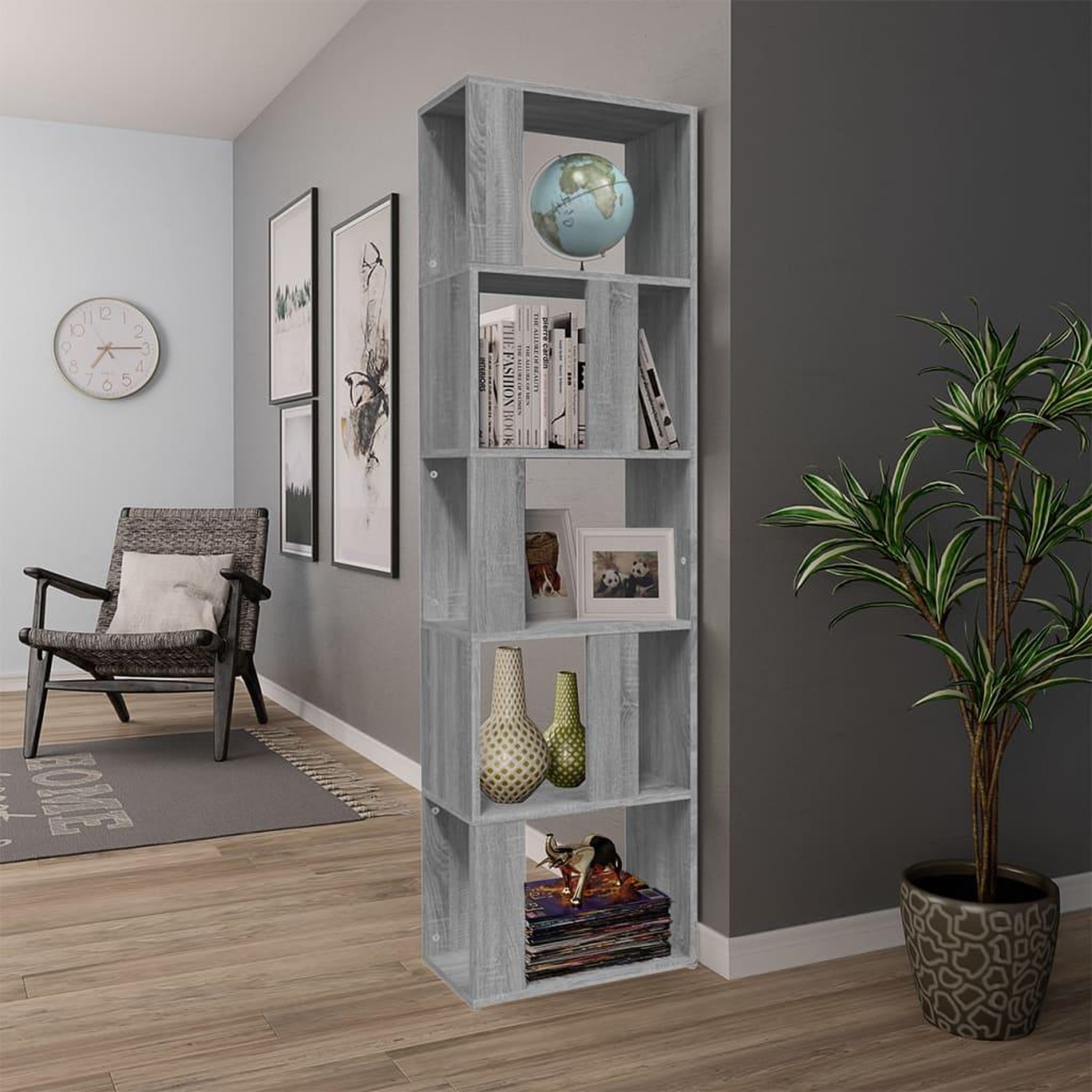 Voir la diapositive 3 : VIDAXL Bibliotheque Sonoma gris 45x24x160 cm Bois d'ingenierie