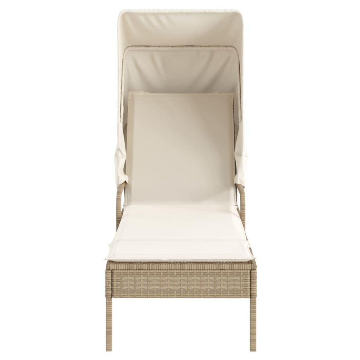 VIDAXL Chaise longue avec auvent beige resine tressee