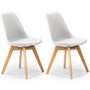 Voir la diapositive 1 : VS VENTA-STOCK Lot de 2 Chaises Klara Blanc tapissées en Cuir synthétique avec Pieds Bois