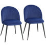Voir la diapositive 1 : HOMCOM Lot de 2 chaises de salle à manger pieds en acier tissu velours bleu