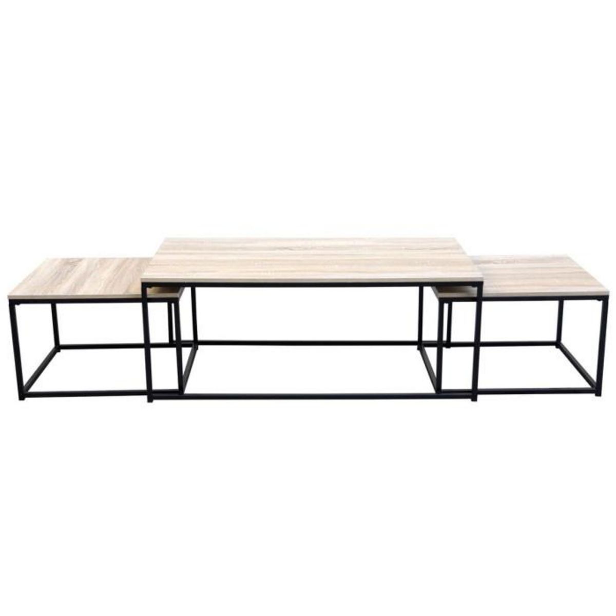 Paris Prix Lot de 3 Tables Basses Gigognes  Féline  120cm Chêne Clair