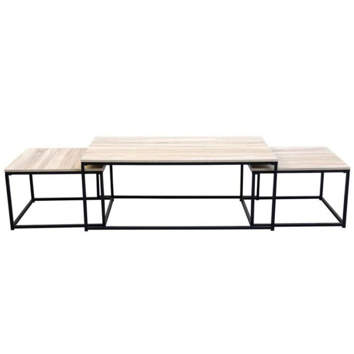 Paris Prix Lot de 3 Tables Basses Gigognes  Féline  120cm Chêne Clair