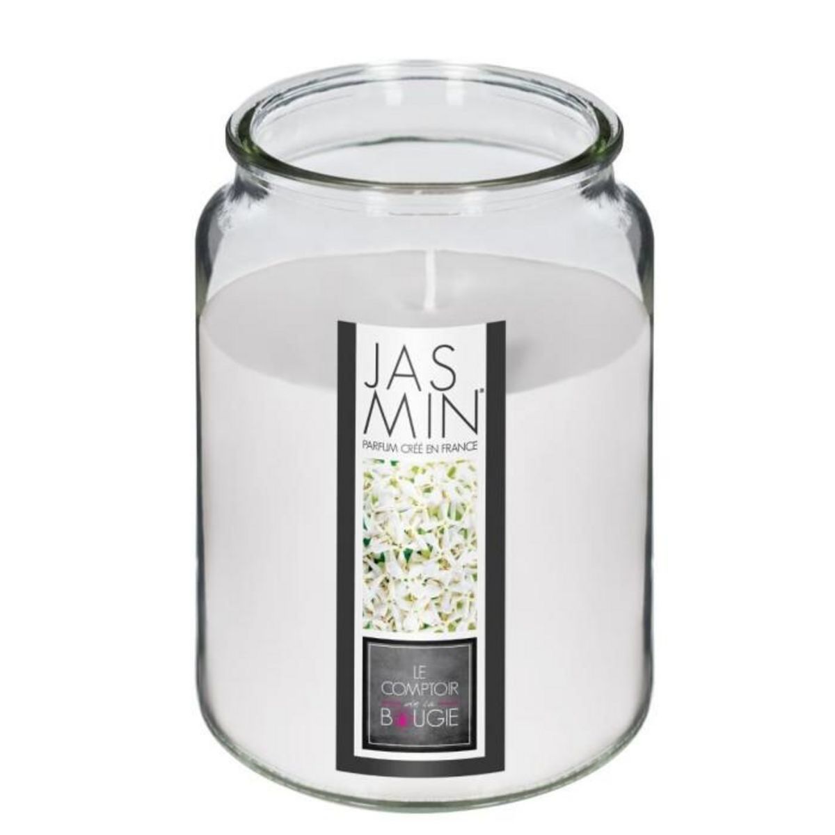 COMPTOIR DE LA BOUGIE Bougie Parfumée en Verre  Couvercle  510g Jasmin