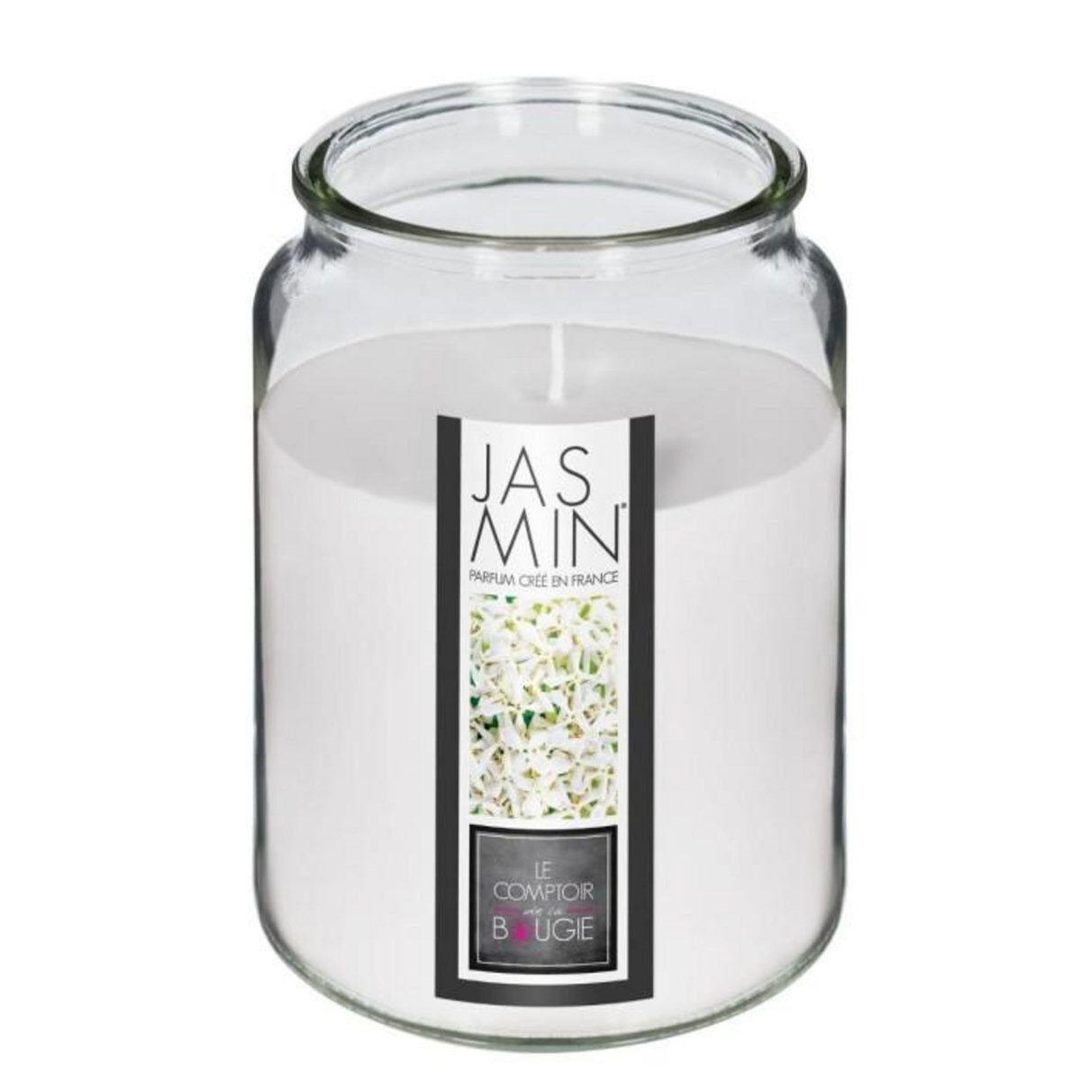 COMPTOIR DE LA BOUGIE Bougie Parfumée en Verre  Couvercle  510g Jasmin