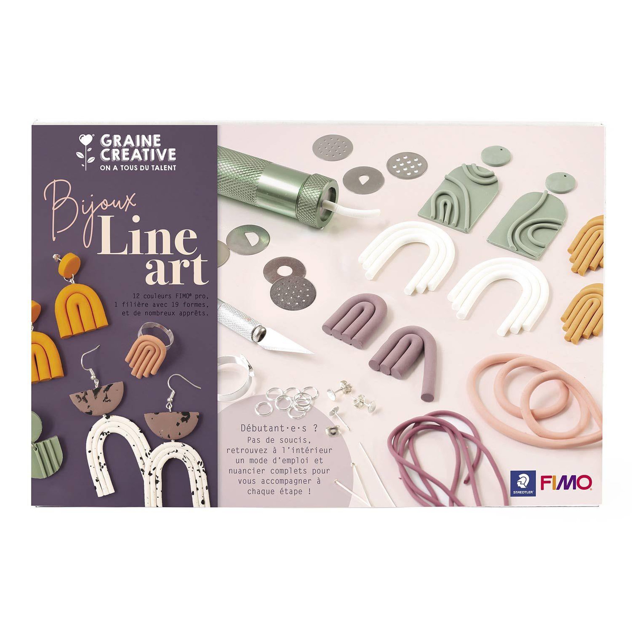 Voir la diapositive 1 : Graine créative Coffret DIY bijoux Line Art en pâte polymère