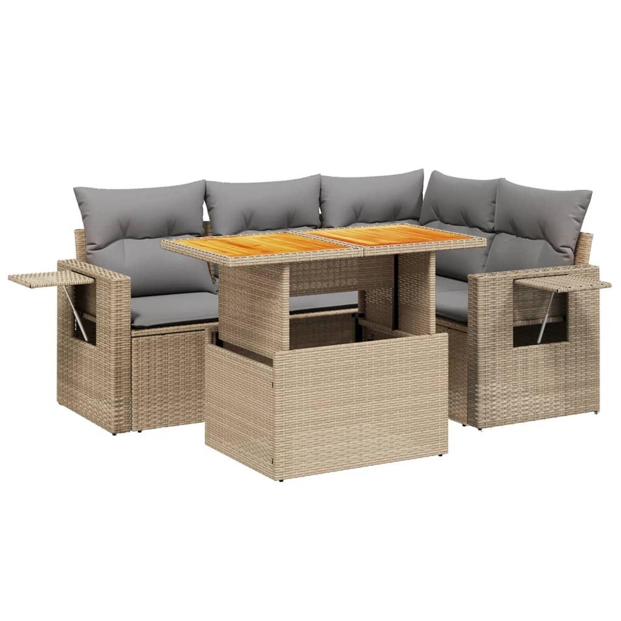 Voir la diapositive 2 : VIDAXL Salon de jardin avec coussins 5 pcs beige resine tressee