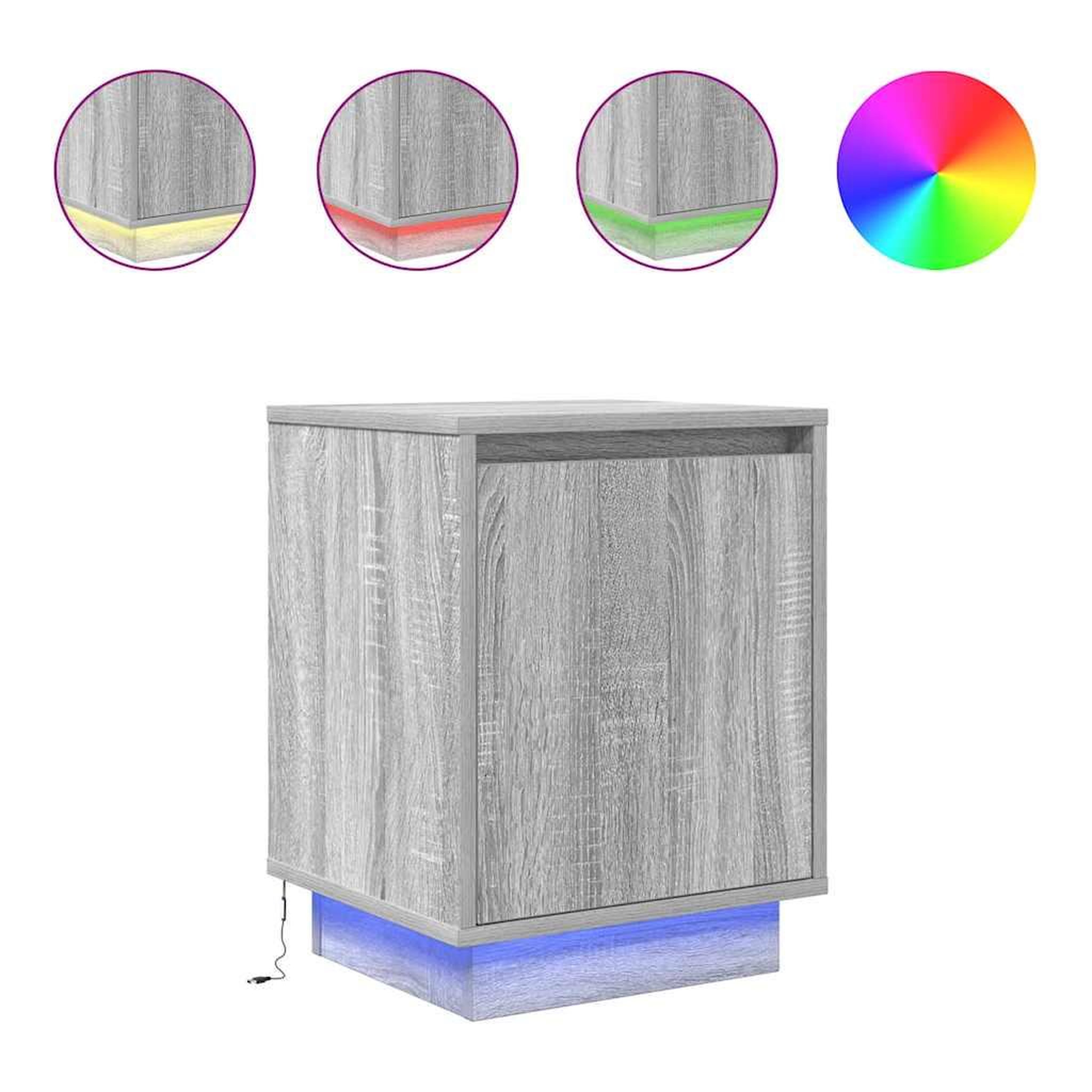 Voir la diapositive 2 : VIDAXL Tables de chevet avec lumieres LED 2 pcs sonoma gris 38x34x50cm