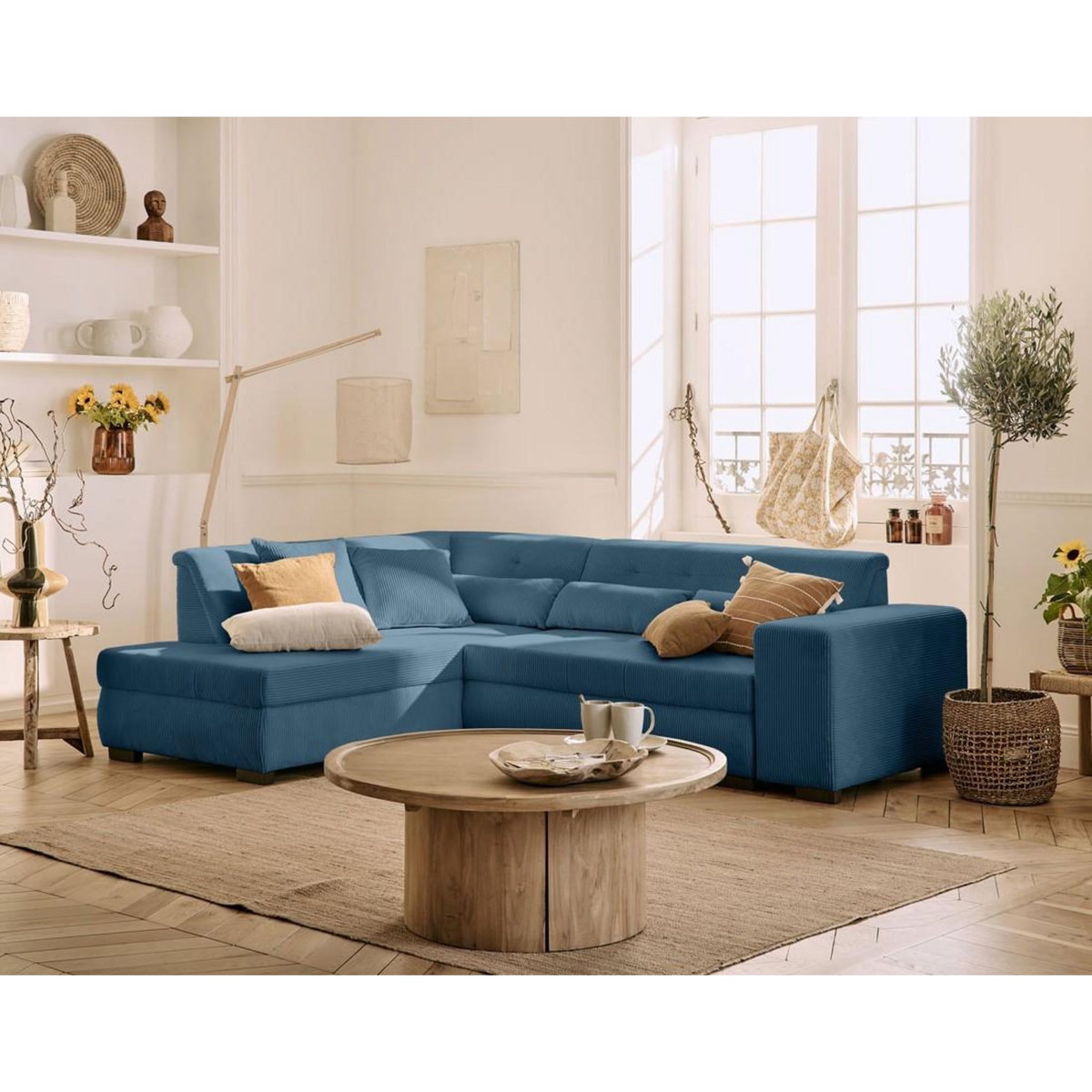 LISA DESIGN Vermont - canapé d'angle gauche - 5 places - convertible - en velours côtelé