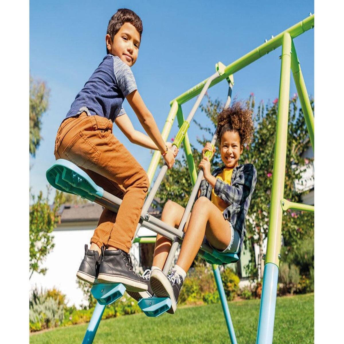 INTEX Portique-balançoire 4 agrès - 2 balançoires + face à face + anneaux - Intex