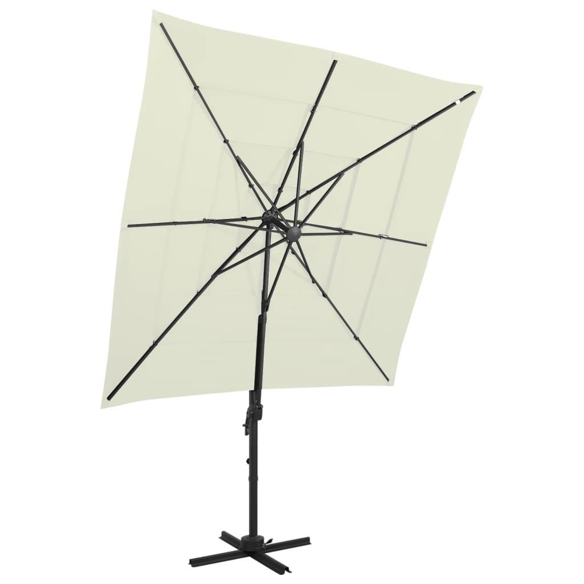 Voir la diapositive 1 : VIDAXL Parasol de jardin a 4 niveaux avec mat en aluminium sable