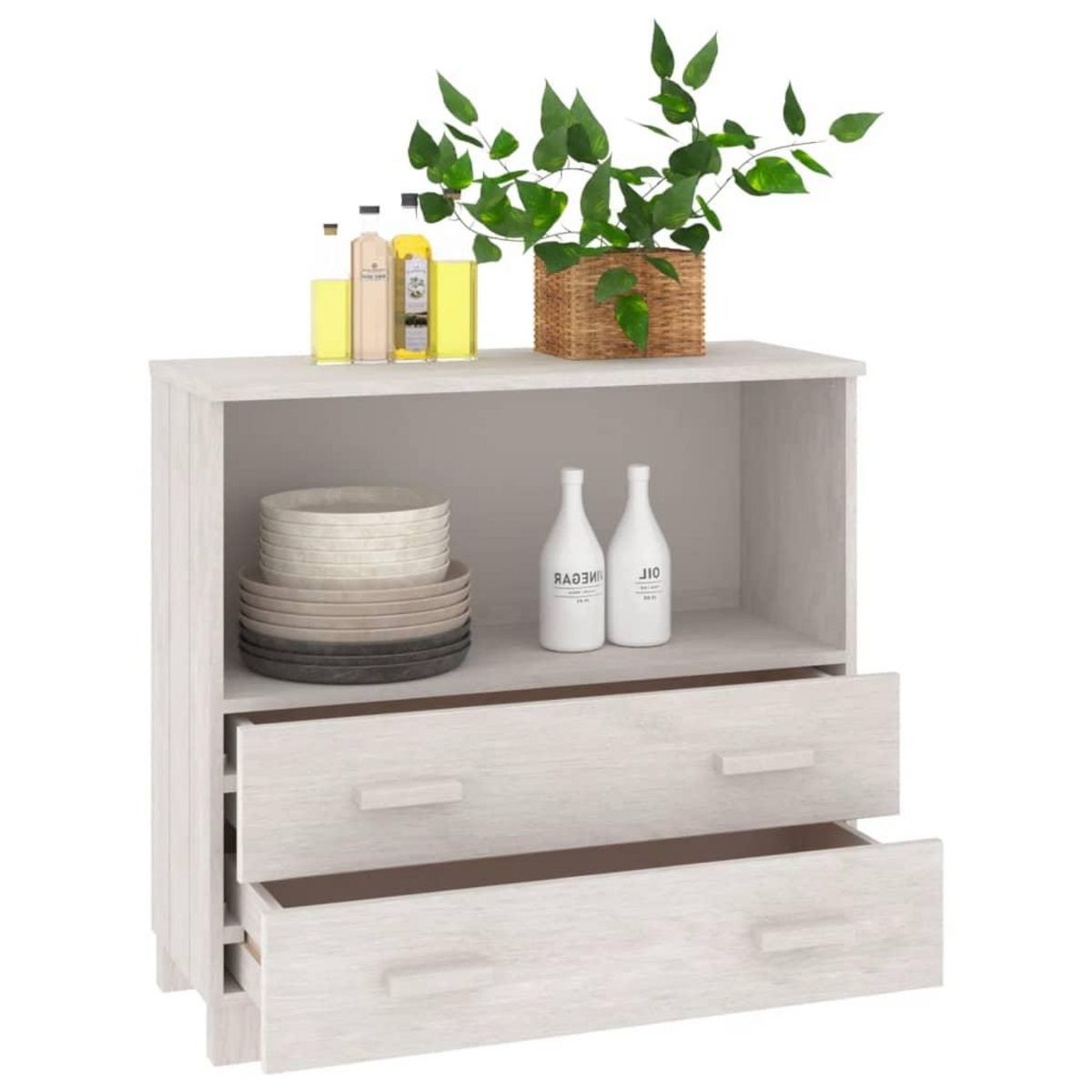 VIDAXL Buffet HAMAR Blanc 85x35x80 cm Bois massif de pin
