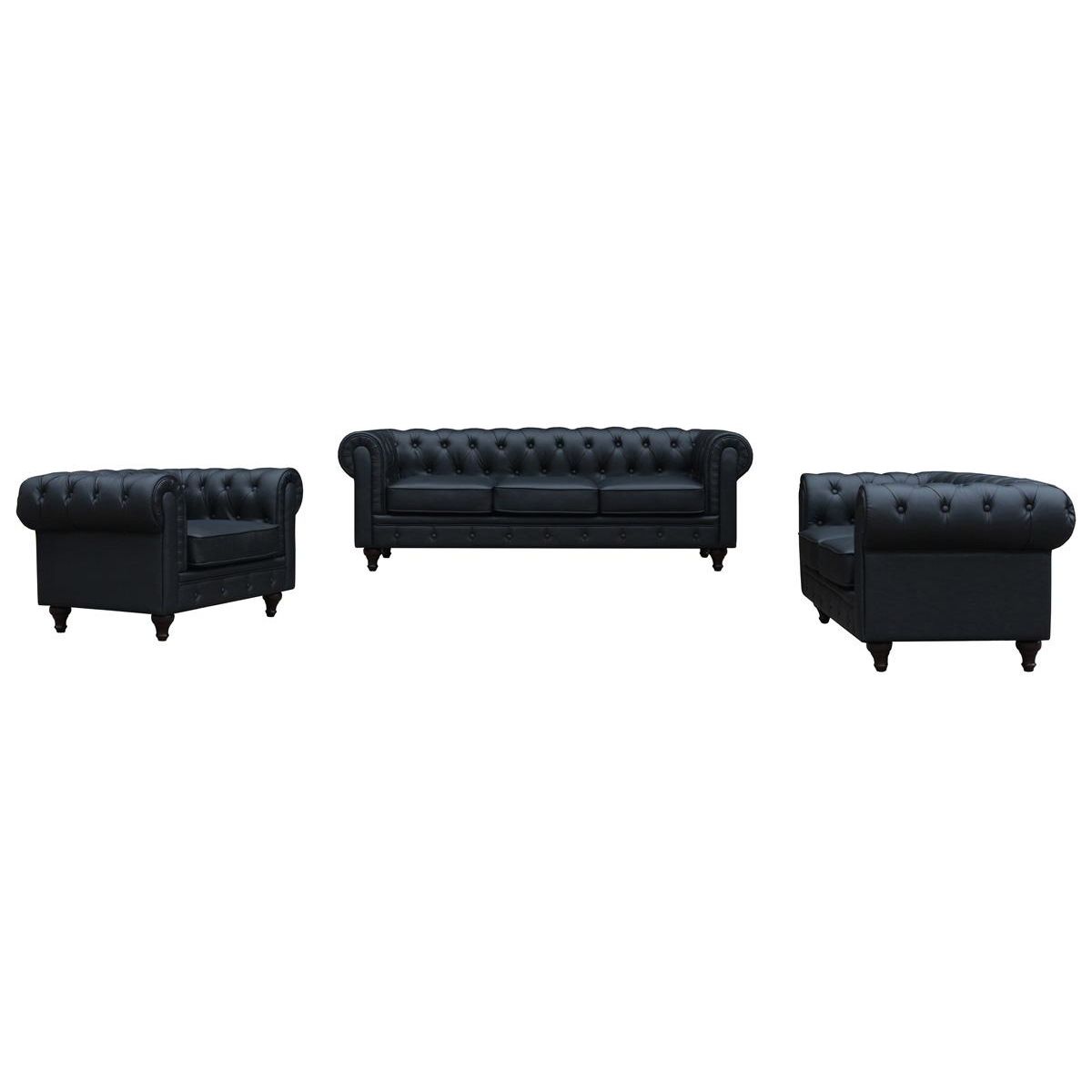 Habitat et Jardin Canapé fixe Chesterfield  Aliza  - 157 x 82 x 70 cm - 2 places - Noir