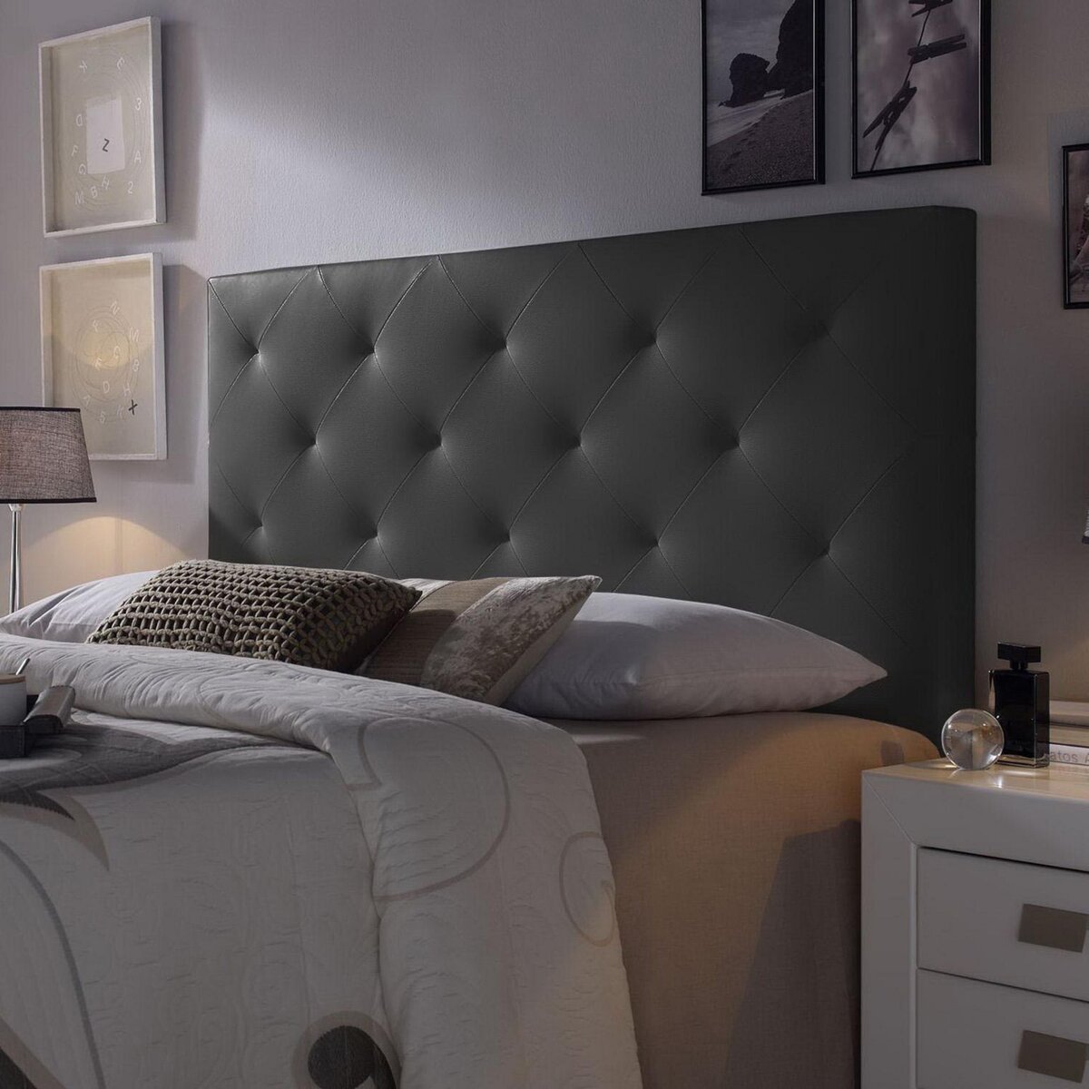 MARCKONFORT Tête de lit Rombo 160x60 cm Noir, rembourrée de Mousse