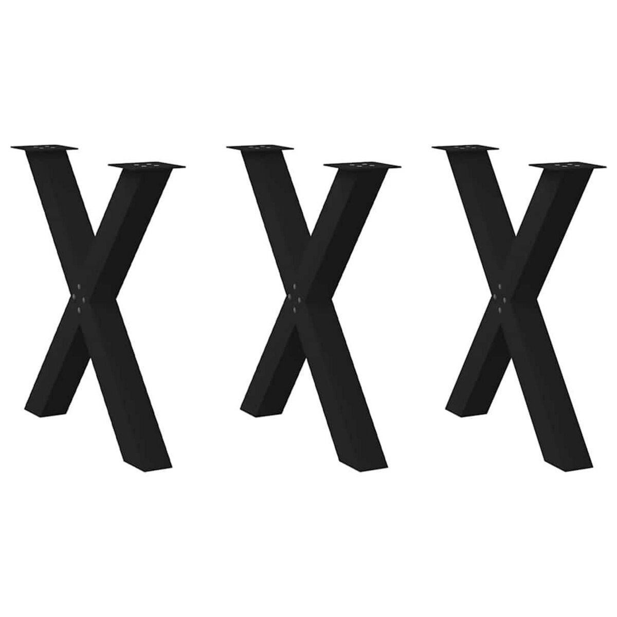 VIDAXL Pieds de table a manger forme de X 3 pcs noir 70x(72-73) cm