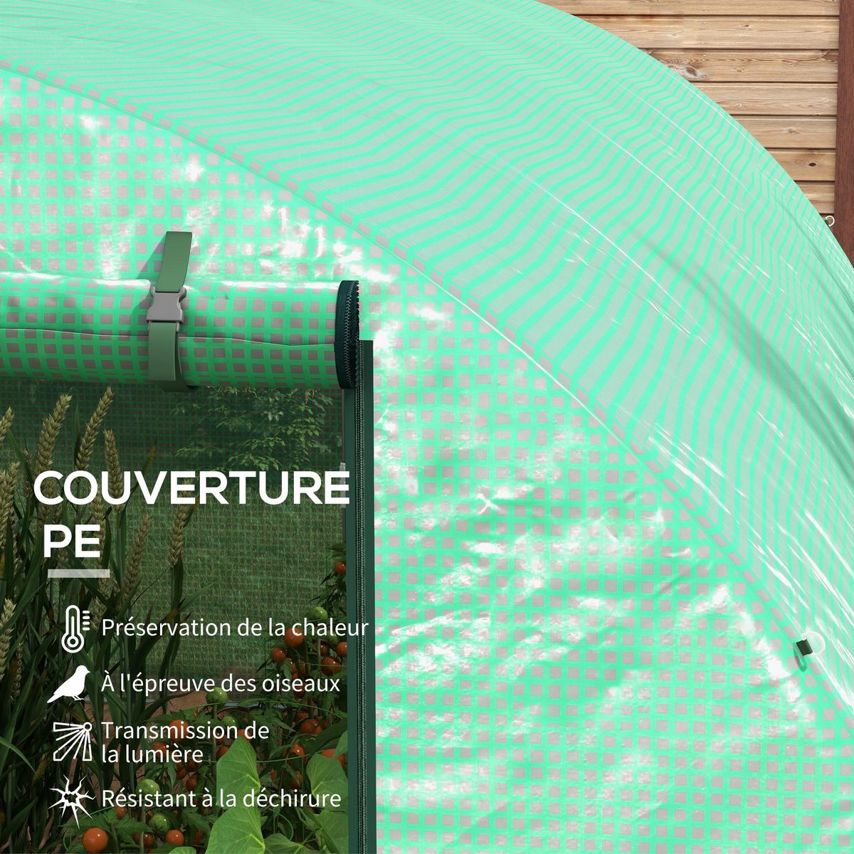 OUTSUNNY Serre de jardin tunnel 6 m² système d'arrosage intégré acier renforcé PE haute densité vert
