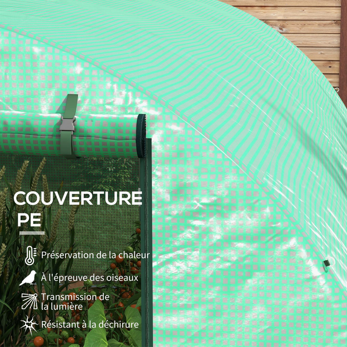OUTSUNNY Serre de jardin tunnel 6 m² système d'arrosage intégré acier renforcé PE haute densité vert