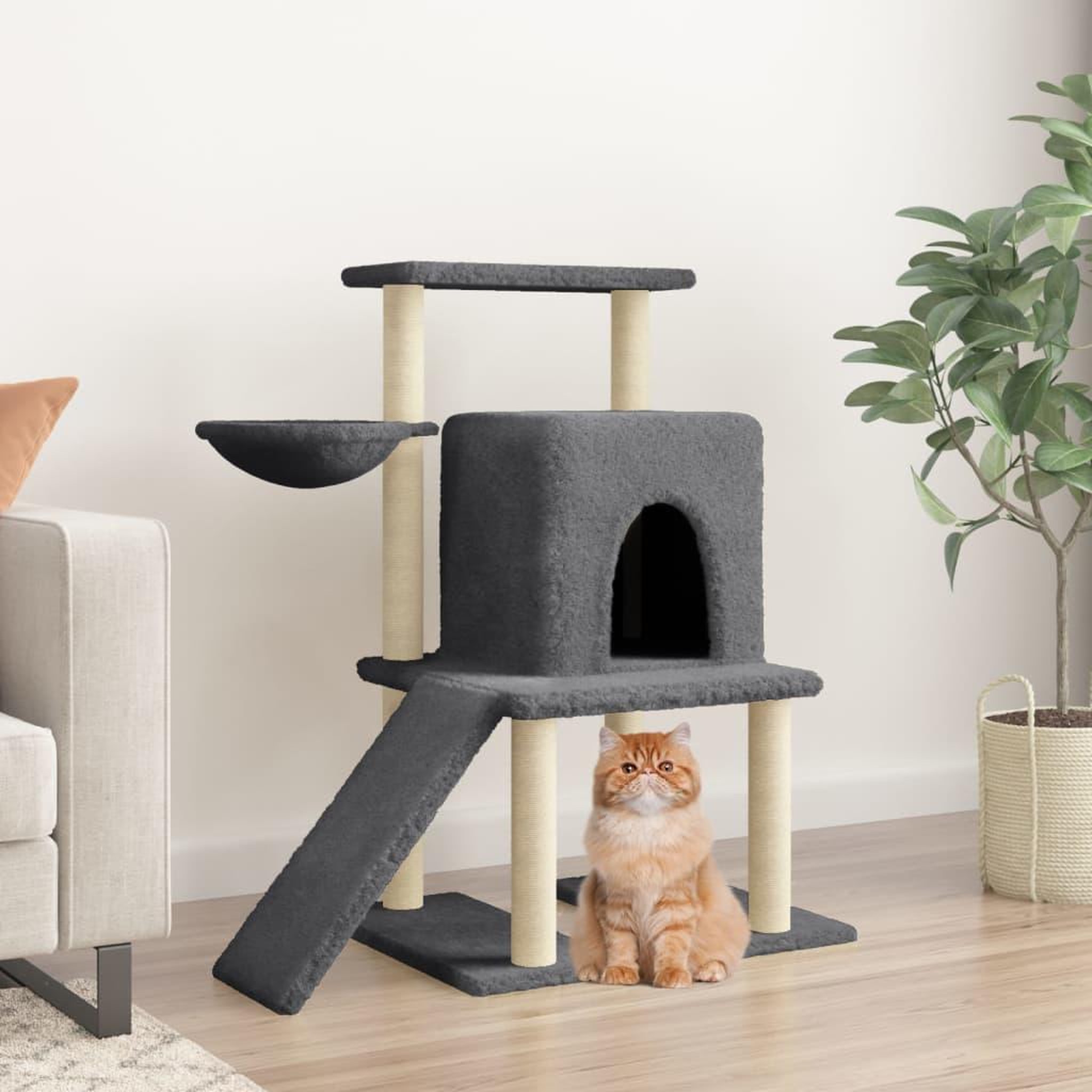 VIDAXL Arbre a chat avec griffoirs en sisal gris fonce 96,5 cm