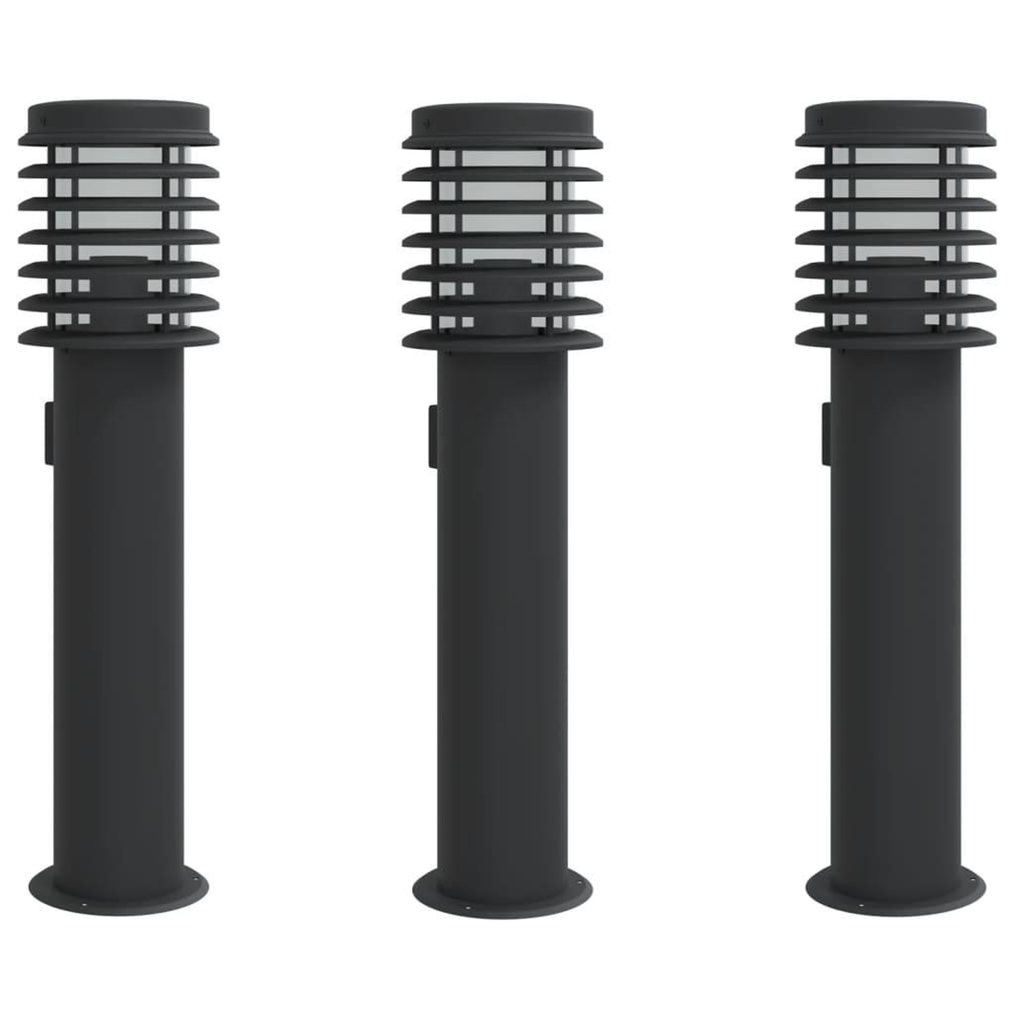 Voir la diapositive 2 : VIDAXL Lampadaires d'exterieur avec sortie 3 pcs noir acier inoxydable