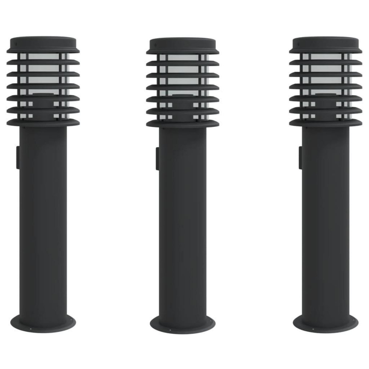 VIDAXL Lampadaires d'exterieur avec sortie 3 pcs noir acier inoxydable
