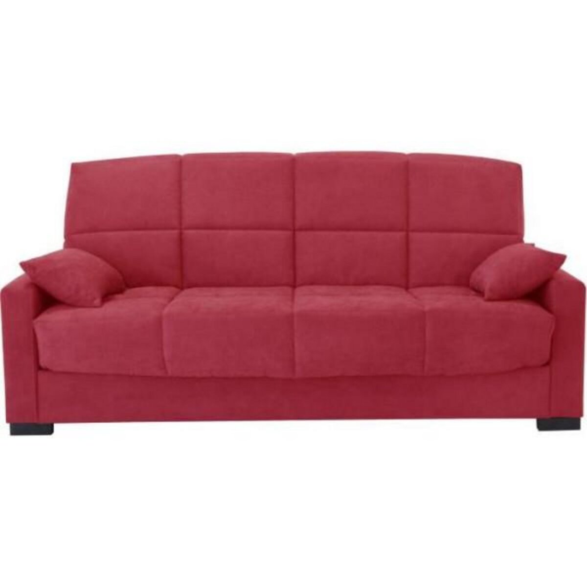 MARKET24 Clic clac 3 places MEGAN 14 - Tissu Soro rouge - Avec accoudoirs - Couchage 130x190 cm - L223 x P96 x H103 cm